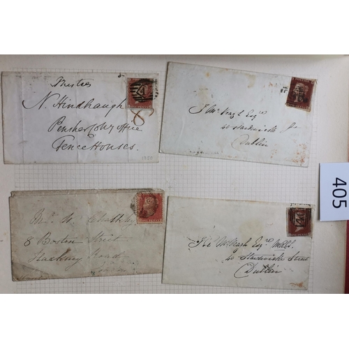 405 - Collection in album with QV Line Engraved incl. 1864 1d's  1883-4 10/- x 2 (poor)  and later ranges.... 