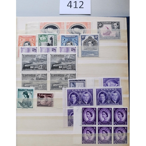 412 - UM ranges in small stockbook incl. 1951 2/6d to £1 in pairs  and QE pre-decimal. (100's)