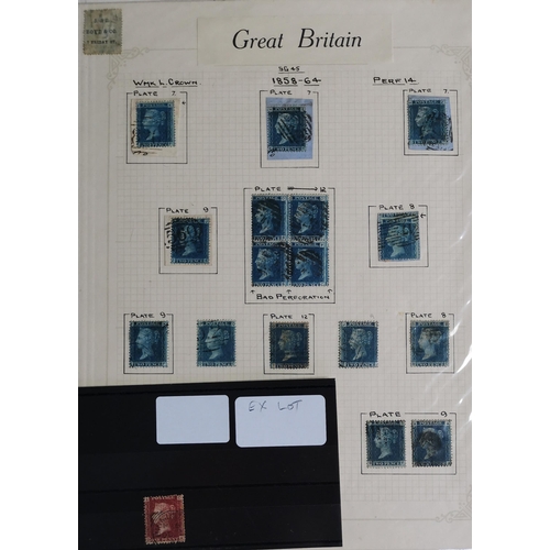 417 - Untidy used collection on leaves  mixed condition with LE 1d reds and 2d blues  1856-8 p.14 1d o.g. ... 