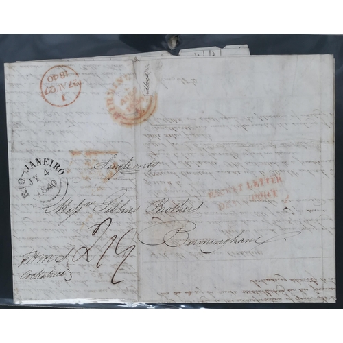 451 - 1840's x 17 covers from Rio de Janeiro to Gibbons Brothers  Birmingham  markings include 