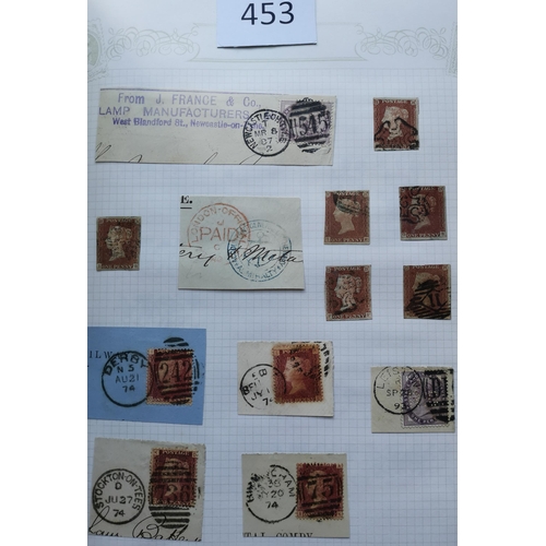 453 - Collection in album  mainly Line Engraved 1841 1d's on piece  incl. shades  good range of no. in Cro... 