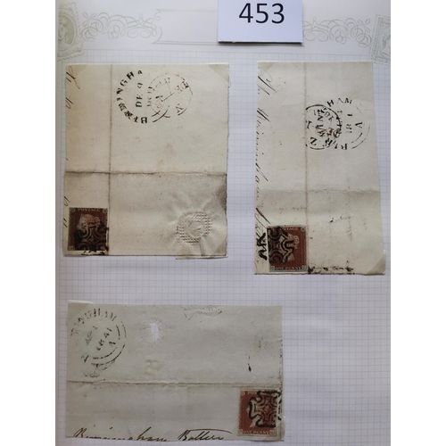 453 - Collection in album  mainly Line Engraved 1841 1d's on piece  incl. shades  good range of no. in Cro... 