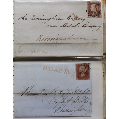 454 - Useful range of mainly 1841 1d reds on covers  incl. no.'s 1  5  6 and 10 in Cross cancels  1d Pl.8 ... 