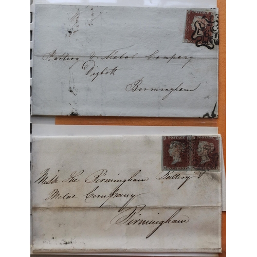 454 - Useful range of mainly 1841 1d reds on covers  incl. no.'s 1  5  6 and 10 in Cross cancels  1d Pl.8 ... 