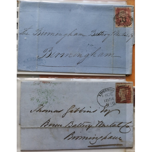 454 - Useful range of mainly 1841 1d reds on covers  incl. no.'s 1  5  6 and 10 in Cross cancels  1d Pl.8 ... 