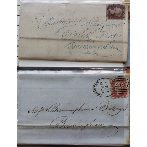 454 - Useful range of mainly 1841 1d reds on covers  incl. no.'s 1  5  6 and 10 in Cross cancels  1d Pl.8 ... 