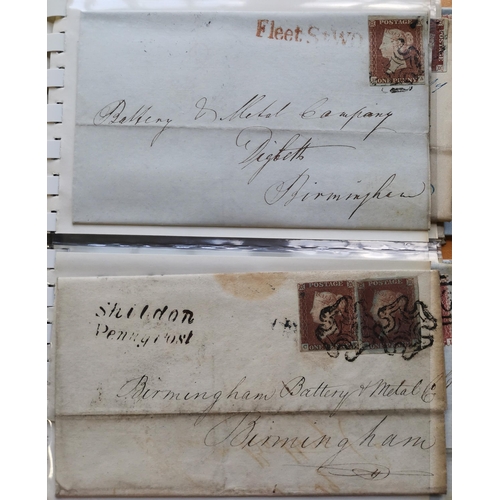 454 - Useful range of mainly 1841 1d reds on covers  incl. no.'s 1  5  6 and 10 in Cross cancels  1d Pl.8 ... 