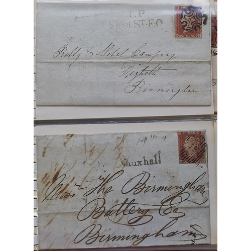 454 - Useful range of mainly 1841 1d reds on covers  incl. no.'s 1  5  6 and 10 in Cross cancels  1d Pl.8 ... 