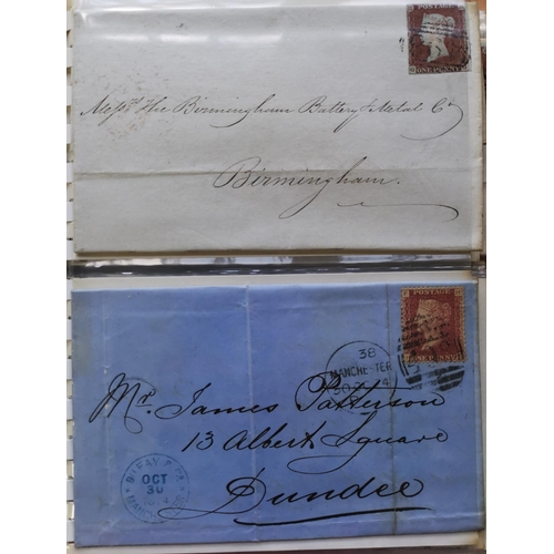 454 - Useful range of mainly 1841 1d reds on covers  incl. no.'s 1  5  6 and 10 in Cross cancels  1d Pl.8 ... 