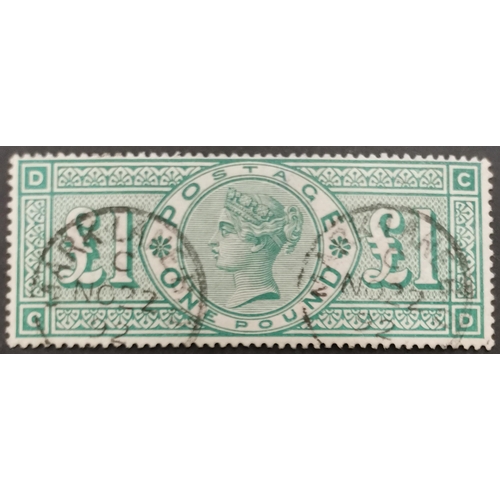 509 - 1891 £1 green FU with cds's and clear profile. SG212. (1)