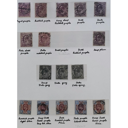 516 - A used collection on leaves  with shades/printings etc. to 2/6d (6) and 5/- (4)  noted 1d aniline pi... 