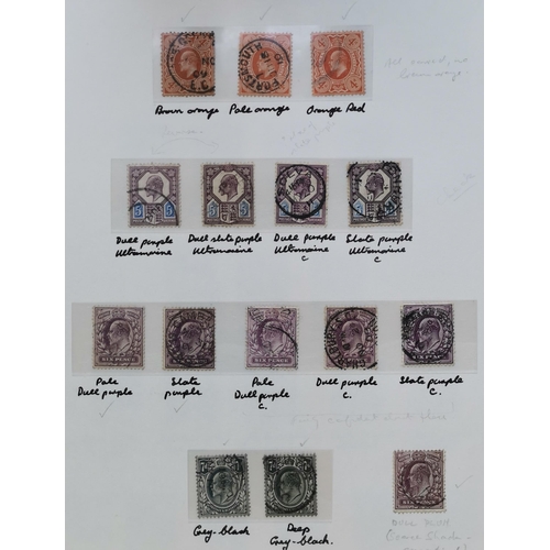 516 - A used collection on leaves  with shades/printings etc. to 2/6d (6) and 5/- (4)  noted 1d aniline pi... 