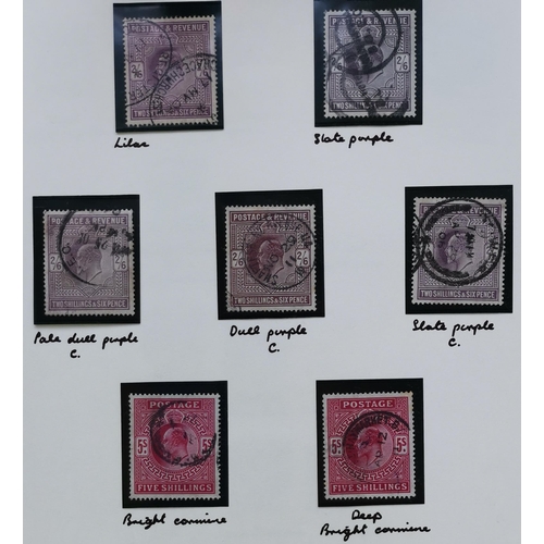 516 - A used collection on leaves  with shades/printings etc. to 2/6d (6) and 5/- (4)  noted 1d aniline pi... 