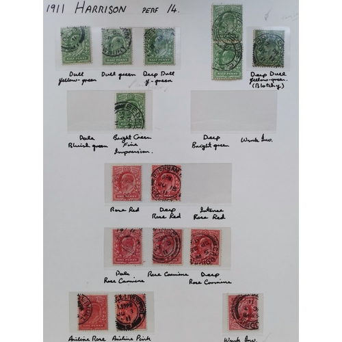 516 - A used collection on leaves  with shades/printings etc. to 2/6d (6) and 5/- (4)  noted 1d aniline pi... 