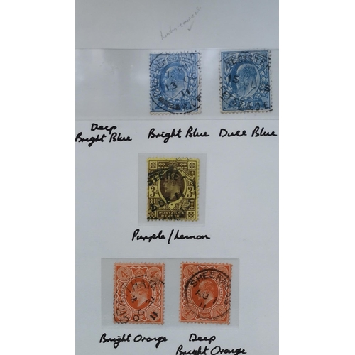 516 - A used collection on leaves  with shades/printings etc. to 2/6d (6) and 5/- (4)  noted 1d aniline pi... 