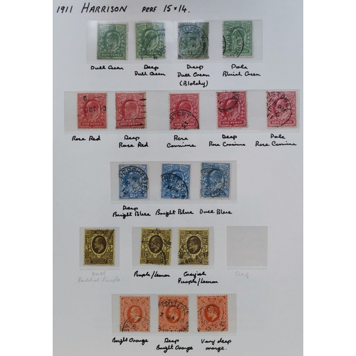 516 - A used collection on leaves  with shades/printings etc. to 2/6d (6) and 5/- (4)  noted 1d aniline pi... 