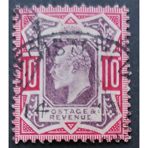 523 - 1902-10 10d dull purple and carmine on chalky paper with no cross on crown variety FU. SG255a. Cat. ... 