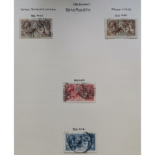 527 - Collection on leaves with 1912-22 range with shades M/o.g. noting 1½d Pencf  p.14 6d  9d olive (2)  ... 