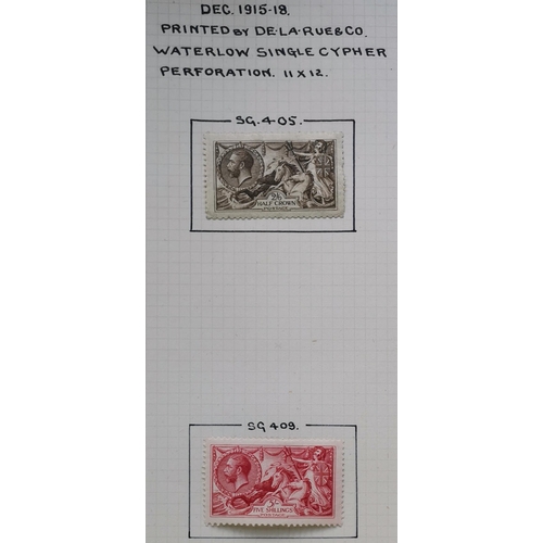 527 - Collection on leaves with 1912-22 range with shades M/o.g. noting 1½d Pencf  p.14 6d  9d olive (2)  ... 