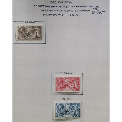 527 - Collection on leaves with 1912-22 range with shades M/o.g. noting 1½d Pencf  p.14 6d  9d olive (2)  ... 