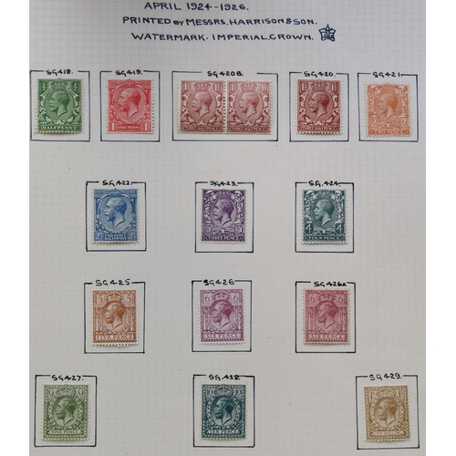 527 - Collection on leaves with 1912-22 range with shades M/o.g. noting 1½d Pencf  p.14 6d  9d olive (2)  ... 