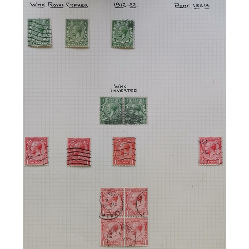 527 - Collection on leaves with 1912-22 range with shades M/o.g. noting 1½d Pencf  p.14 6d  9d olive (2)  ... 