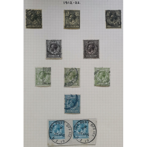 527 - Collection on leaves with 1912-22 range with shades M/o.g. noting 1½d Pencf  p.14 6d  9d olive (2)  ... 