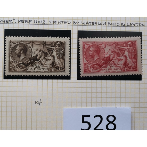 528 - Mint and used collection on leaves with Downey Heads  1912-24 vals to 9d olive M  10d M  also U  191... 