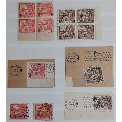 549 - 1924-25 WEMBLEYS. Collection on 2 stocksheets incl. 1924 set in blocks of 4 and 1925 1d block of 8 a... 