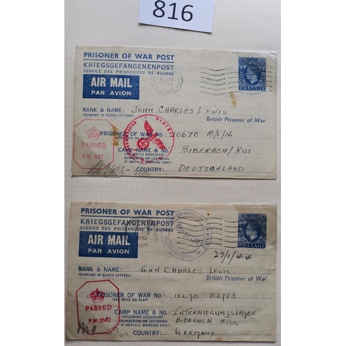 816 - Collection in album with CI wartime incl. Guernsey 1d on blue paper FDI on card  bisects  Red Cross ... 