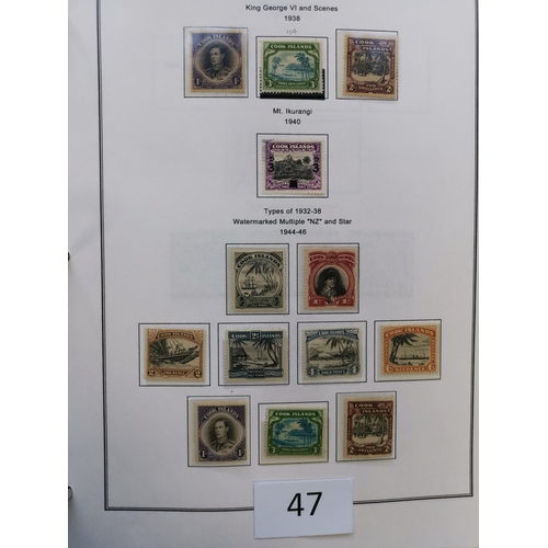 47 - Collection of mainly M or UM Cook Island  Aitutaki  Niue  Penrhyn on leaves in large binder  rather ... 