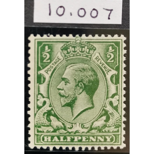 605 - 1912-24 ½d very deep green M. Cat. £400 2001 PEGB certificate. (1)