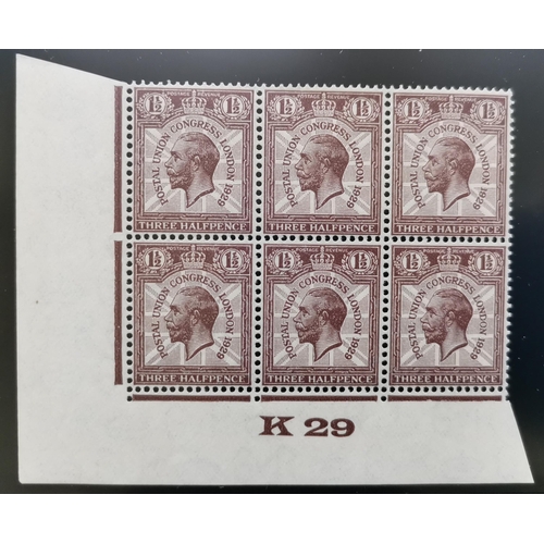 609 - 1929 PUC to 2½d in UM K29 corner control blocks of 6  one x 1d with broken wreath variety. (4 blocks... 