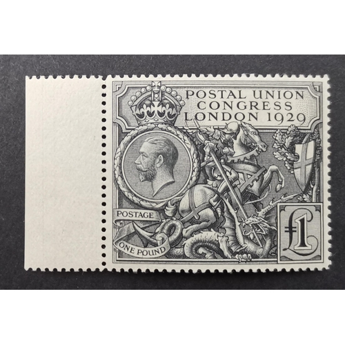 611 - 1929 PUC £1 marginal UM  light even gum toning hardly detracting. (1)