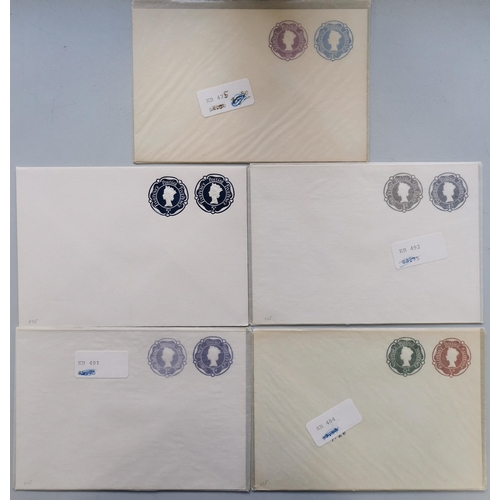 629 - POSTAL STATIONERY. Printed to order unused envelopes with compound frankings (2 on each)  Tudor rose... 