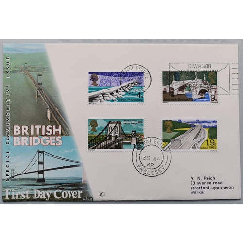 640 - 1968 Bridges FDC with Menai Bridge cds and slogan cancels. (1 cover)