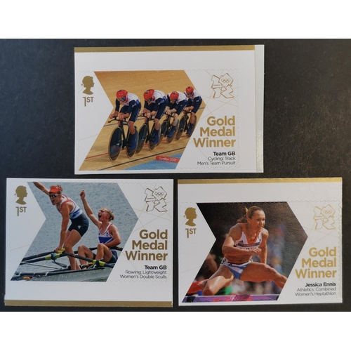 667 - 2012 Olympics 1st x 3 different with phos. omitted UM. SG3348  3351 and 3353b. (3)