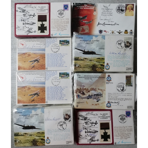 643 - A stock of signed covers  RAF etc.  incl. William Reid VC x 100 on Hersey 1984 RAFB21 covers  other ... 