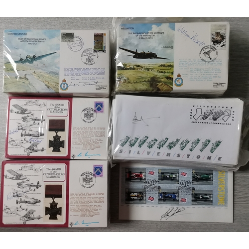 644 - A stock of signed covers  RAF etc.  incl. William Reid VC x 50 on Jersey 1984 RAFB21 covers  other V... 