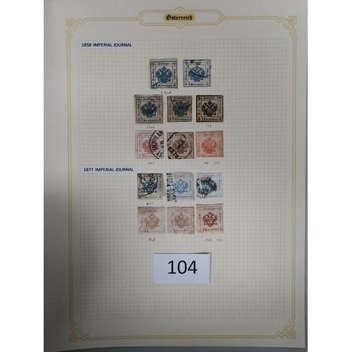 104 - AUSTRIA.  A mainly used collection from 1850 to c.1908 on leaves  with defins  Newspaper stamps  Pos... 