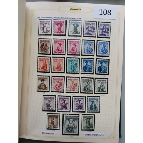 108 - AUSTRIA.  1945 to c.1970 collection in album  much useful M or UM incl. overprints on Hitler  1948-5... 