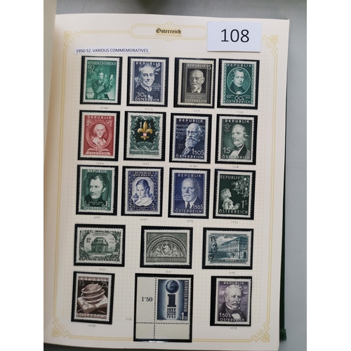 108 - AUSTRIA.  1945 to c.1970 collection in album  much useful M or UM incl. overprints on Hitler  1948-5... 