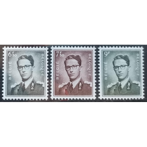 113 - BELGIUM.  1953-72 Baudouin 6f50  7f50 and 9f UM. The three key values. Cat. £410. (3)