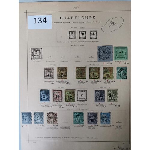 134 - FRANCE.  GUADELOUPE. Mainly used collection of early issues incl. 1884 20 on 30c and 25 on 35c and P... 