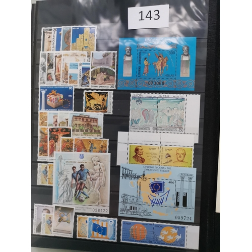 143 - GREECE.  A collection in stockbook with value in c.1980's  1990's UM sets and m/s's with high cat. v... 