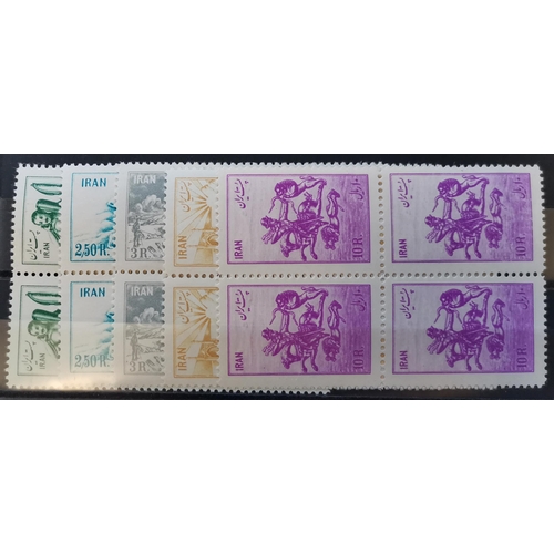 149 - IRAN.  1953 Persian Sports set in M blocks of 4. SG1014-18. (20)