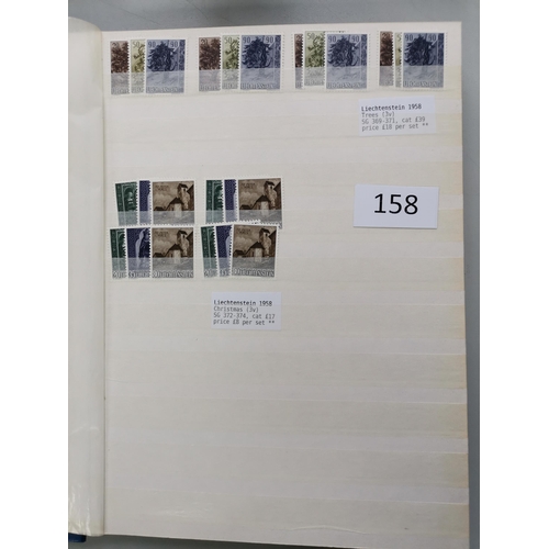 158 - LIECHTENSTEIN.  1937-1974 lightly duplicated stock (max 4 of each) of complete sets and issued singl... 