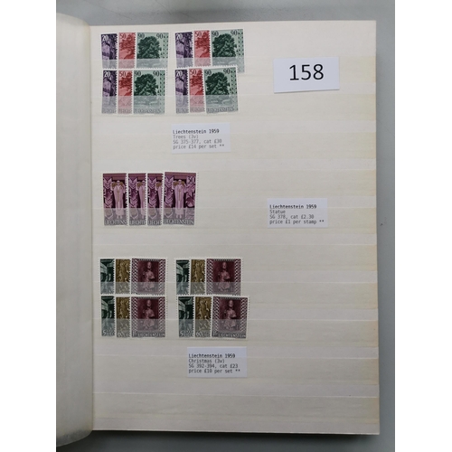 158 - LIECHTENSTEIN.  1937-1974 lightly duplicated stock (max 4 of each) of complete sets and issued singl... 