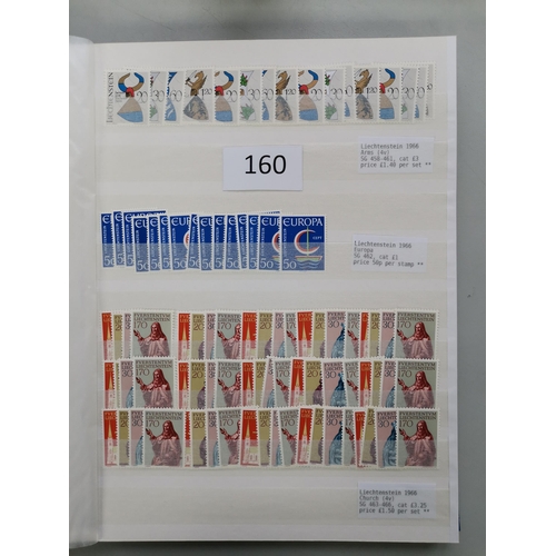 160 - LIECHTENSTEIN.  1959-1973 duplicated UM stock (few used) of up to 16 of each  complete sets and issu... 