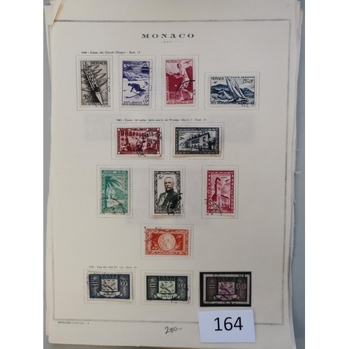 164 - MONACO.  Middle period FU collection on leaves incl. 1932 Postage Due 1f pale blue and 2f scarlet  a... 